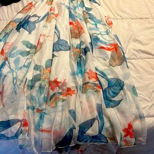 Tropical Floral Watercolor Maxie Skirt in white